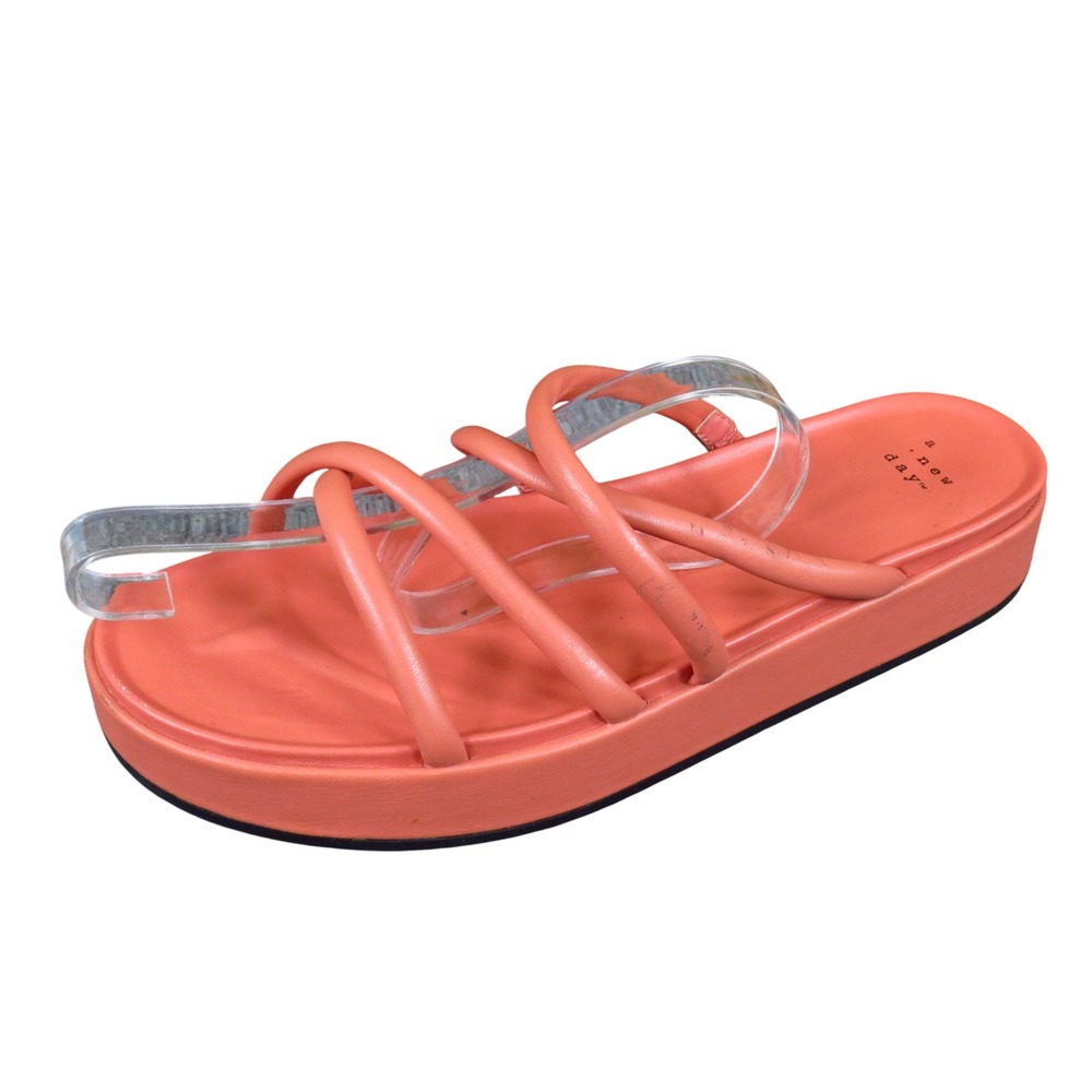 A New Day Dory Women Sandals Size 10 Platform Slide Summer Fashion Orange Coral